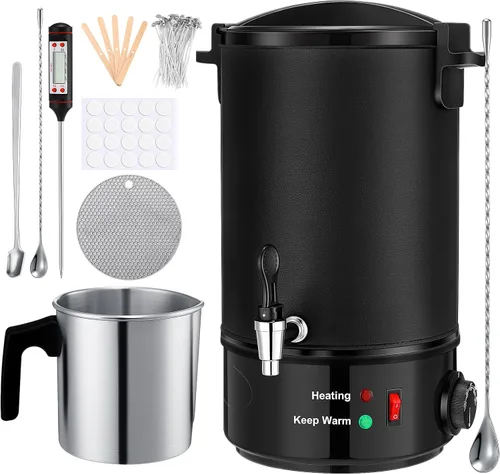 Tandefio Derretidor de cera para hacer velas, recipiente eléctrico grande de fusión de cera de 8 cuartos de galón con capacidad para principiantes,