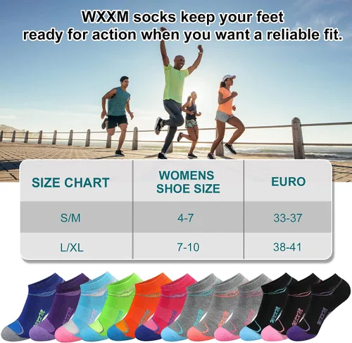 Miniatura 2 de WXXM Womens Athletic Ankle No Show Running Socks Cushioned Compression Arch Support Moisture Wicking Socks 12 Pairs