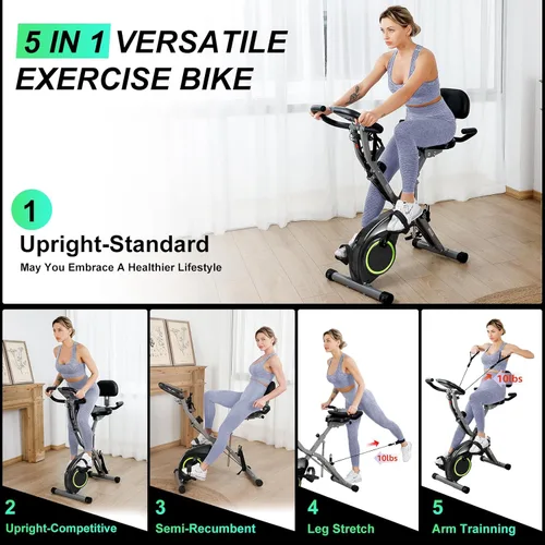 Miniatura 6 de USLIM Bicicleta de Ejercicio Plegable Bicicletas Estáticas para el Hogar, Bicicleta de Entrenamiento Interior 5 EN 1, Bicicleta de Ciclismo