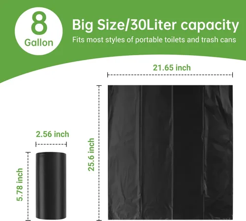 Miniatura 5 de Bolsas de repuesto para inodoro portátil Winmoom, 50 unidades, capacidad de 8 galones, compostables, a prueba de fugas, duraderas, versátiles y 50