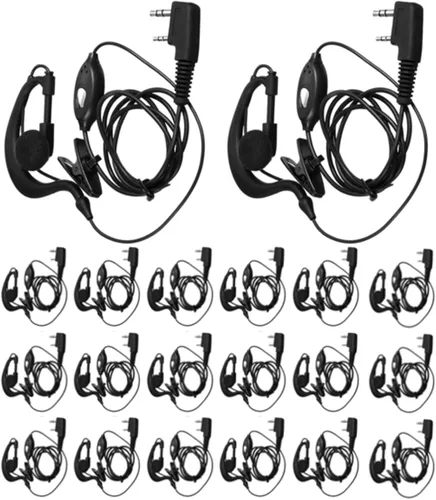 Miniatura 10 de 10 pares de auriculares para walkie talkie con micrófono de 2 pines, micrófono de auricular para radio bidireccional, auricular de un solo cable