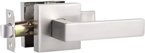 Knobonly Paquete de 3 manijas reversibles de níquel satinado, manija de puerta de paso cuadrada para pasillo y armario