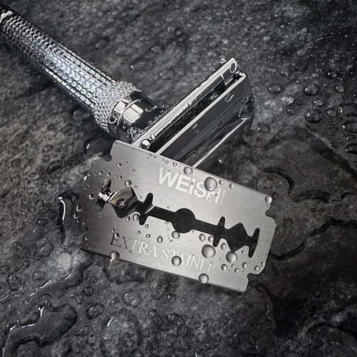 Miniatura 6 de WEISHI 50 hojas de afeitar de un solo filo, cuchillas de afeitar de seguridad de doble filo, cuchillas extra inoxidables, seguridad para hombre