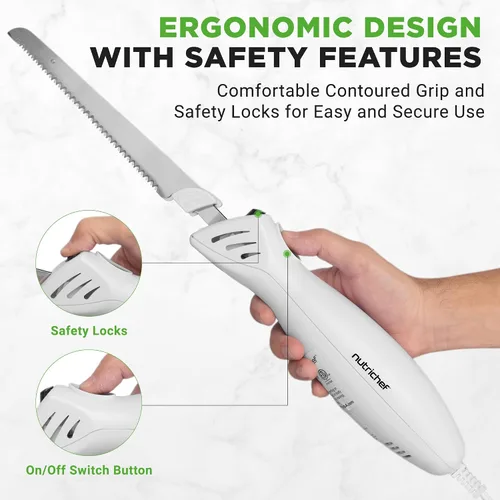 Miniatura 6 de NutriChef Rebanador Eléctrico de Pavo Cuchillo de Cocina Para Acción de Gracias Cortador de Alimentos Eléctrico Portátil Juego de Cuchillos