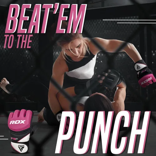 Miniatura 4 de RDX Guantes de MMA para mujer Grappling Artes Marciales Sparring Saco de boxeo Jaula Lucha Maya Hide Mitones de cuero Combate Training