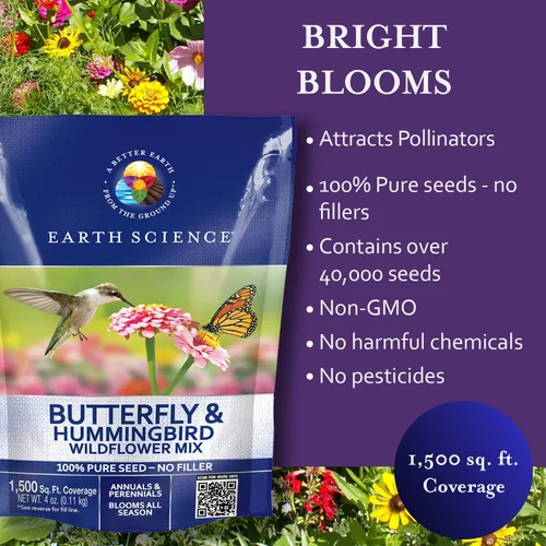 Miniatura 5 de Earth Science Mezcla de semillas de flores silvestres de mariposa y colibrí, 4 onzas, semillas de flores prémium para atraer abejas, mariposas