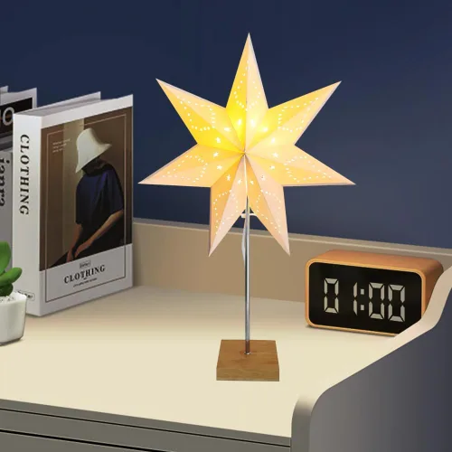 Miniatura 3 de Lámpara de mesita de noche de papel y cromado, lámpara de pie para decoración de habitación, farol, luz para mesita de noche, lámpara de escritorio