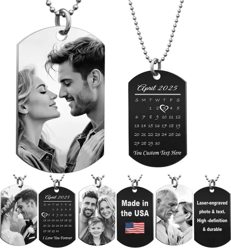 Collar con Foto Personalizada Collar de Foto Personalizada para Hombres Mujeres Novio Aniversario Día de San Valentín Navidad Regalo para Esposo