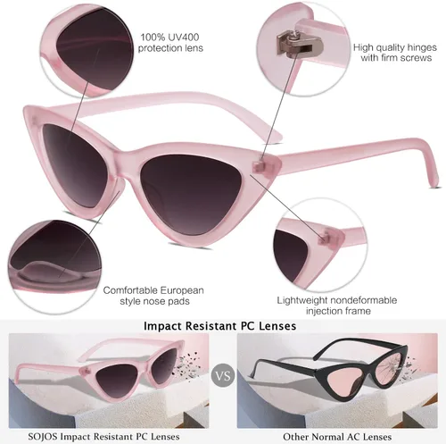 Miniatura 3 de SOJOS Gafas de sol retro vintage angostas ojo de gato para mujer gafas de plástico marco SJ2044