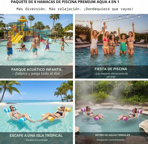 Miniatura 3 de 3/5/8 Pack Pool Hammock Upgrated Water Pool Floats, 4-in-1 XL (Hammock, Saddle, Lounge Chair, Drifter) Multi-Purpose Water Pool Float, Non-Stick PVC