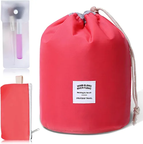 Miniatura 9 de INVODA Bolsa de cosméticos con cordón, bolsa de maquillaje de viaje para mujer, bolsa de aseo portátil con cordón, bolsa organizadora de maquillaje