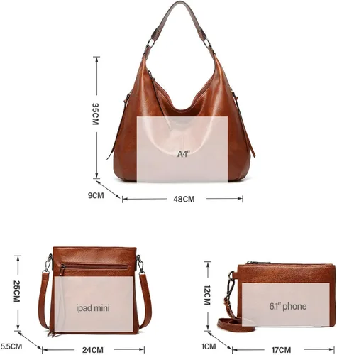 Miniatura 5 de Bolso de mano para mujer bolso shopper bolso de hombro de cuero bolso de hombro grande bolsos de mano con billetera