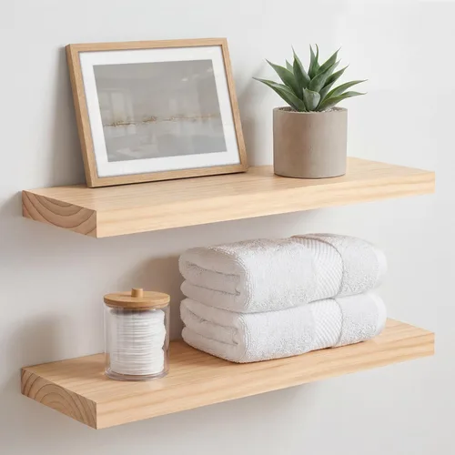 Miniatura 55 de Homeforia Estante flotante blanco de 48 pulgadas, estantes flotantes de madera maciza de alta gama de 48 pulgadas de largo para montaje en pared