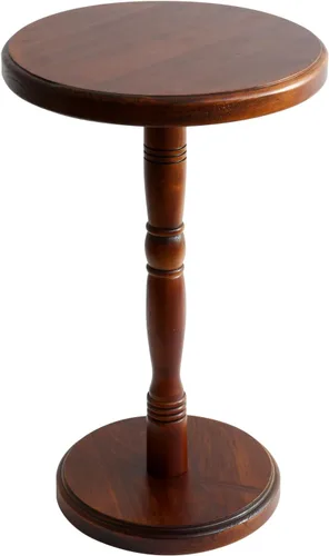 Miniatura 3 de LAPTAIN Mesa auxiliar redonda pequeña, mesa de bebida de madera maciza de 13 pulgadas con base de pedestal, mesa de Martini decorativa de 20.5