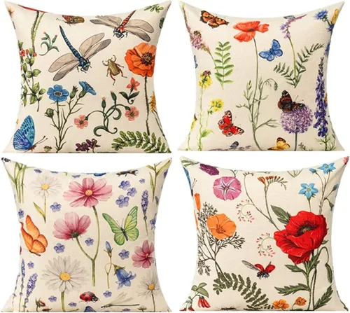 Miniatura 5 de All Smiles Juego de 2 fundas de almohada lumbares de 12 x 20 pulgadas, para exteriores, verano, primavera, jardín, flores, decoración de granja