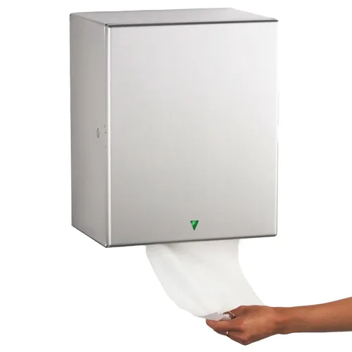 Miniatura 11 de Bobrick Dispensador automático de toallas de papel, semiempotrado, acero inoxidable con acabado satinado, sensor ajustable, luz de guía LED