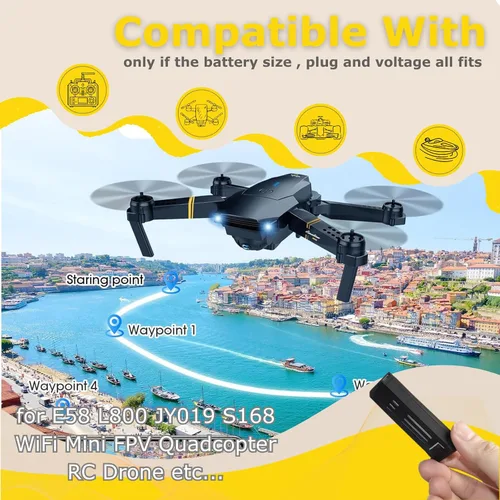 Miniatura 2 de 5 unids E58 3.7V 550mAh 25C 721855 baterías de litio recargables para JY019 WiFi Mini FPV Quadcopter RC Drone