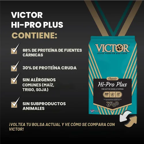 Miniatura 7 de VICTOR Super Premium - Alimento para perros Hi-Pro Plus - Comida seca para perros con alto contenido de proteínas con 30% de proteínas, carne