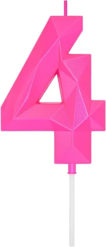 Miniatura 151 de DERVENTA Velas de cumpleaños con números grandes, 3D, color rosa, 3.7 pulgadas, decoración para tartas de fiesta, 1 pieza (número 3 rosa)