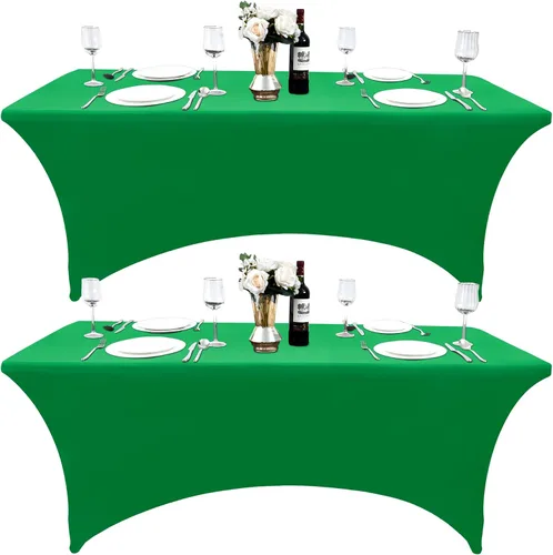 Miniatura 28 de Paquete de 2 Cubiertas de Mesa de Spandex de 4 pies para Mesas Plegables Rectangulares - Manteles Elásticos Ajustados Resistentes a las Arrugas