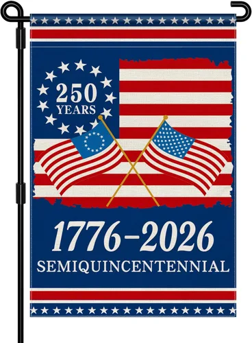 Bandera de jardín del 250 aniversario de América, bandera conmemorativa patriótica de 250 años del 4 de julio, bandera de EE. UU. de 250 aniversario