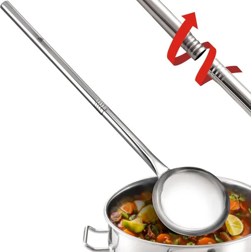 Miniatura 10 de ARC WS121 - Paleta mezcladora de acero inoxidable de 48 pulgadas con roscas, mango extraíble, paleta de agitación larga para cocinar lotes grandes