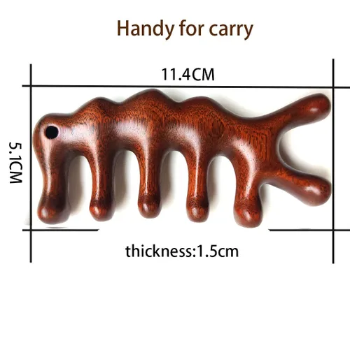 Miniatura 3 de Peine de masaje Gua Sha, peine de dientes anchos para cuero cabelludo, facial, masaje corporal, masajeador de sándalo natural, herramientas