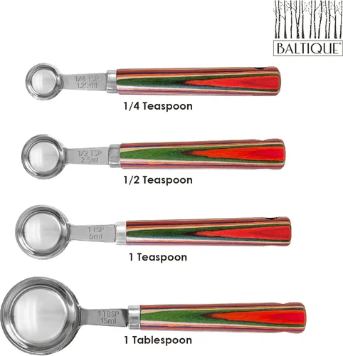 Miniatura 7 de Totally Bamboo Baltique Marrakesh Collection - Juego de cucharas medidoras de 4 piezas, incluye 1/4 cucharadita, 1/2 cucharadita, 1 cucharadita y 1