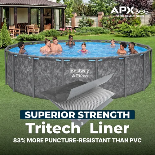 Miniatura 7 de Bestway APX 365 - Piscina sobre el suelo de 18 x 52 pulgadas, juego de piscina redonda con marco de metal con bomba de filtro de arena, escalera