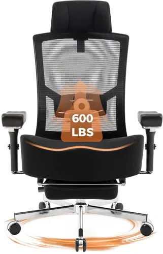 Miniatura 11 de Silla de oficina grande y alta de 600 libras con cojín de asiento grueso en forma de W, sillas de escritorio ergonómicas de malla para computadora