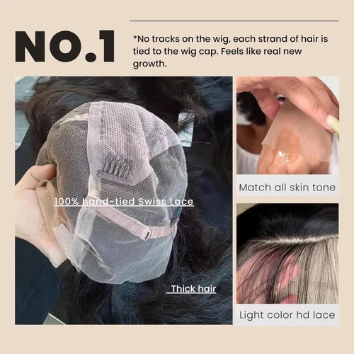 Miniatura 3 de Pelucas de cabello humano de encaje completo HD transparente con encaje prearrancado con abuelitos, hecha a mano, peluca frontal de encaje completo