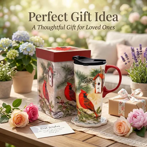 Miniatura 6 de Topadorn Taza de viaje de cerámica de Navidad, taza de café con leche con tapa y caja de regalo para vacaciones, 17 onzas