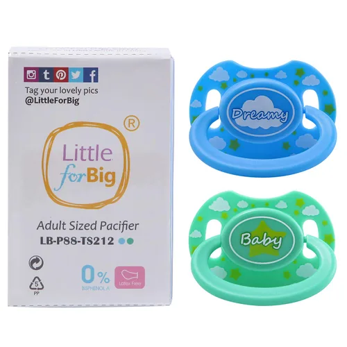 Miniatura 5 de LittleForBig Bigshield Gen-II Chupete Impreso De Gran Tamaño - Azul Dreamy & Green Baby