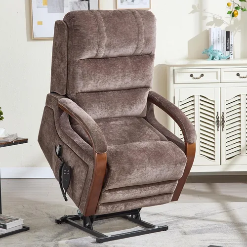 Miniatura 16 de Sillón reclinable de elevación eléctrica de doble motor Trustyue, reclinable plano, silla elevadora con masaje y calor, asistencia para pararse