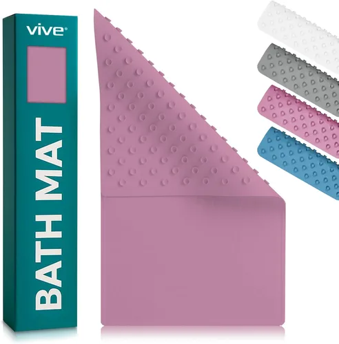Miniatura 12 de Vive Tapete de baño antideslizante con ventosas, tapete de goma extragrande de 28 x 16 pulgadas para seguridad y comodidad, agarre patentado que
