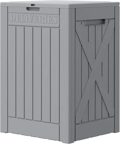 Miniatura 9 de Greesum Caja de resina de 31 galones para todo tipo de clima, cajas de almacenamiento al aire libre para juegos de muebles de patio, juguetes al