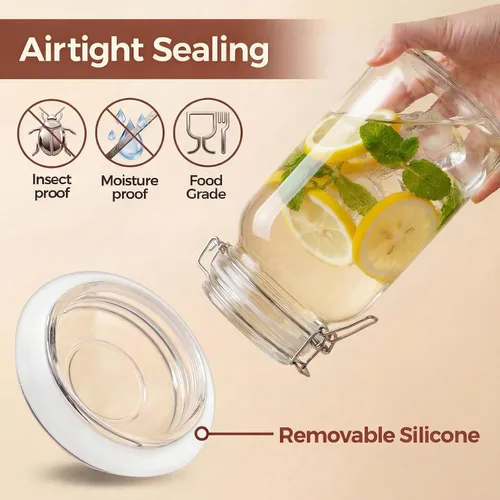 Miniatura 5 de HomArtist Frascos de vidrio de 32 oz de boca ancha con tapas herméticas, paquete de 4 frascos de vidrio para encurtir para conservas, fermentación