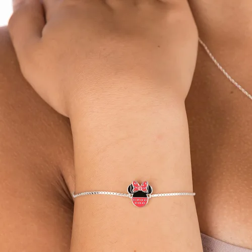 Miniatura 2 de Disney Mickey and Minnie Mouse Lariat Bracelet, Sterling Silver