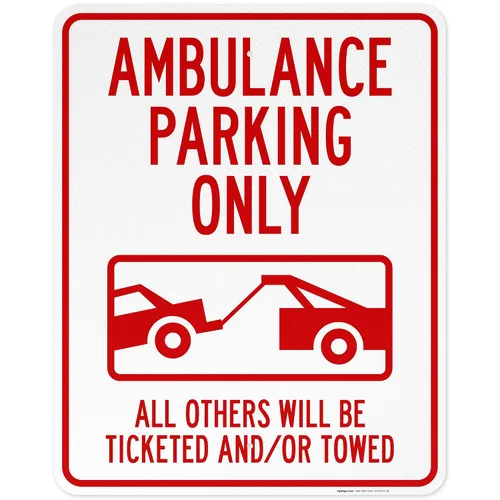 Miniatura 14 de Letrero de ambulancia "Parking Only All Others Will Be Ticketed y/or Towed", 12 x 18 pulgadas, 3M EGP reflectante aluminio .063, resistente a