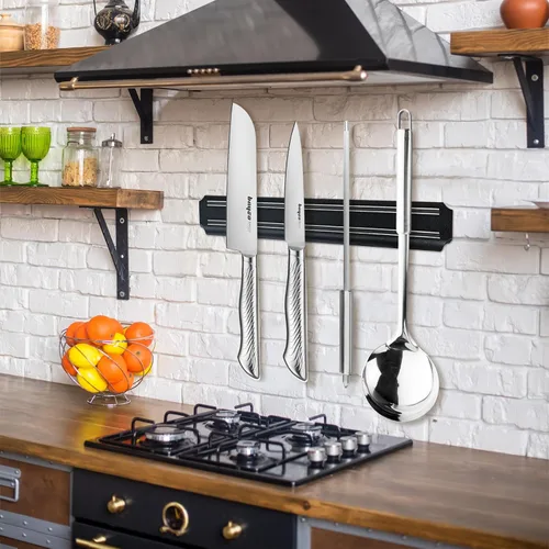 Miniatura 5 de Paquete de 2 potentes soportes magnéticos para cuchillos, tiras magnéticas para cuchillos de cocina, libre de óxido, multiusos, para cocina, garaje