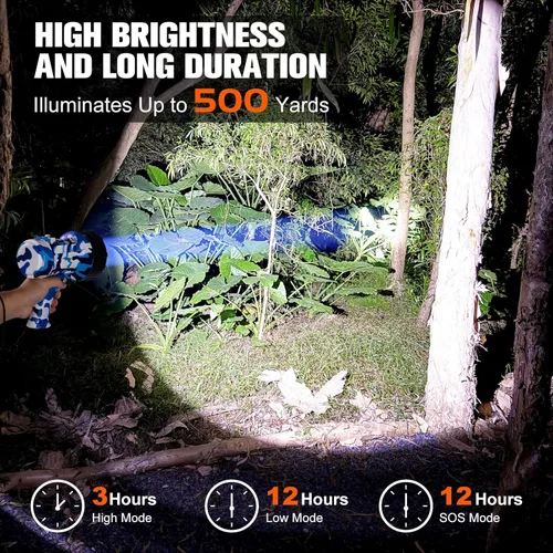 Miniatura 2 de XINXI Foco recargable, linterna de alta potencia de 2,000,000 lúmenes, luz de búsqueda de mano impermeable IP67, con largo tiempo de funcionamiento