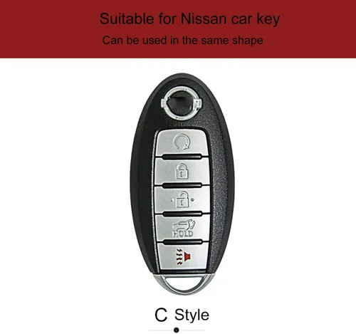 Miniatura 6 de Funda de Llavero de Cuero Compatible con Control Remoto Sin Llave de Nissan para Nissan X-trail Rogue Altima Quest Pathfinder Sentra Patrol Cima C