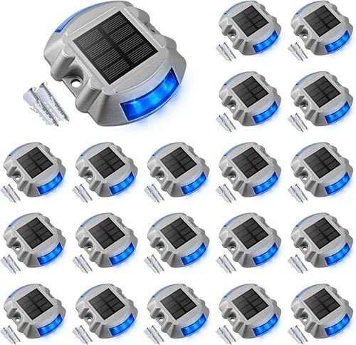 Miniatura 13 de VOLISUN - Luces solares para terraza, paquete de 16 unidades de luces LED IP67 impermeables para exteriores, luces de advertencia para escalones