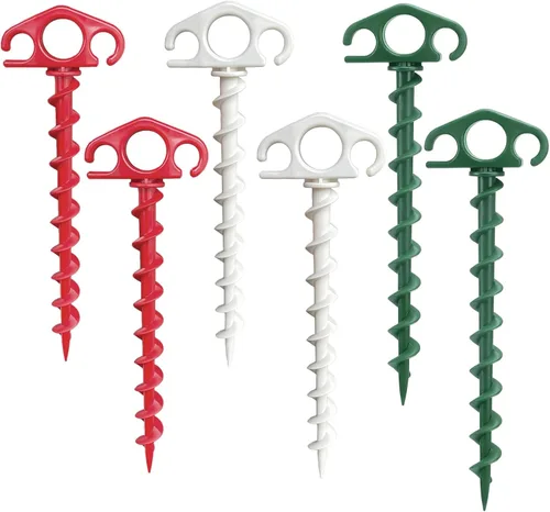 Miniatura 22 de Estacas de Anclaje para Tienda de Campaña Atornillables, Paquete de 6 Estacas de Arena para Playa de 9.4 Pulgadas, Clavijas Espirales Resistentes