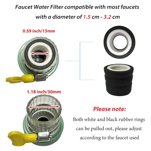 Miniatura 4 de Paquete de 3 filtros de montaje en grifo, filtro de agua de grifo para cocina, grifo de carbón activado, purificador de agua, filtración