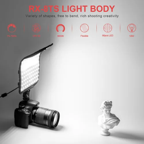 Miniatura 2 de Fomito Panel de luz LED flexible plegable, iluminación suave regulable en la cámara, CRI95 de 5600 K, a prueba de salpicaduras para fotografía