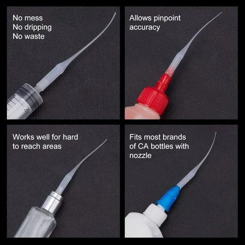 Miniatura 5 de PH PandaHall Puntas de pegamento, 100 piezas de pegamento de plástico micro puntas extensor blanco aplicador de precisión para modelo de botella