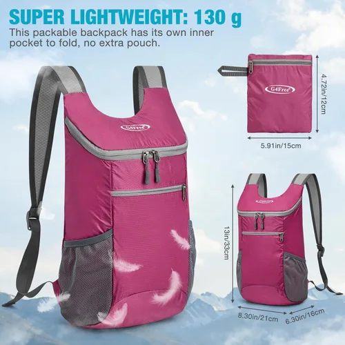 Miniatura 4 de G4Free, mochila pequeña y plegable, liviana y casual, para ir de camping o para exteriores, para adultos y niños (11 L)