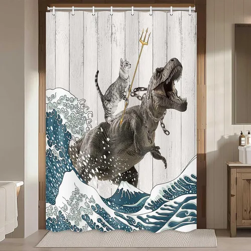 Miniatura 8 de Boziqr Divertidas cortinas de ducha para baño, bonita cortina de baño de elefante, luna, bosque, decoración rústica de granja, tela de poliéster
