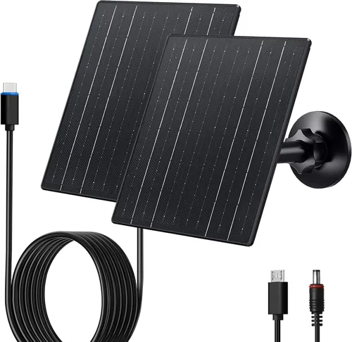 Miniatura 10 de Zivif Panel solar para cámara de seguridad al aire libre, cargador solar USB C de 10 W compatible con cámara recargable de 5 V, montaje ajustable
